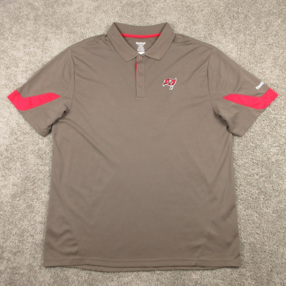 Tampa Bay Buccaneers Polo Shirt Mens 2XL Brown Reebok Play Dry Performance Coach